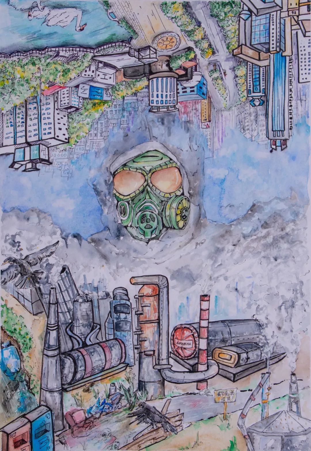污染防治绘画作品图片