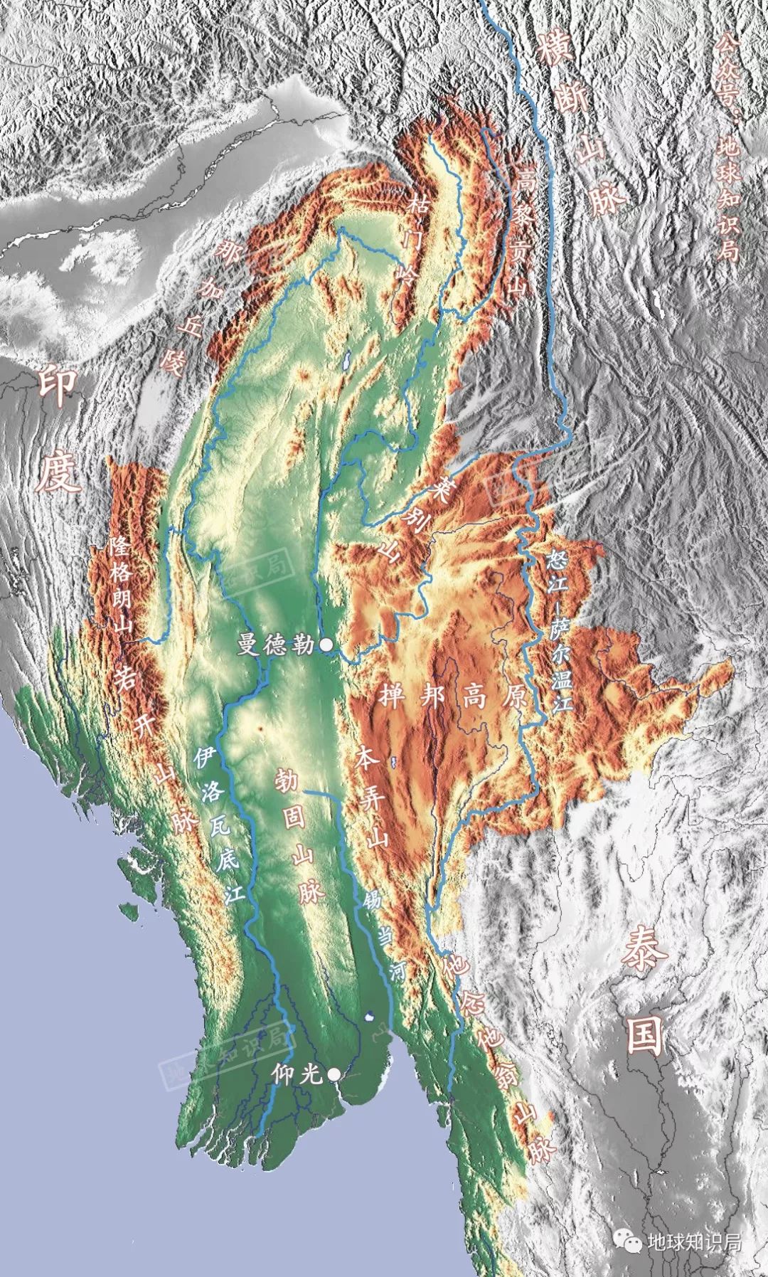 掸邦地形图图片