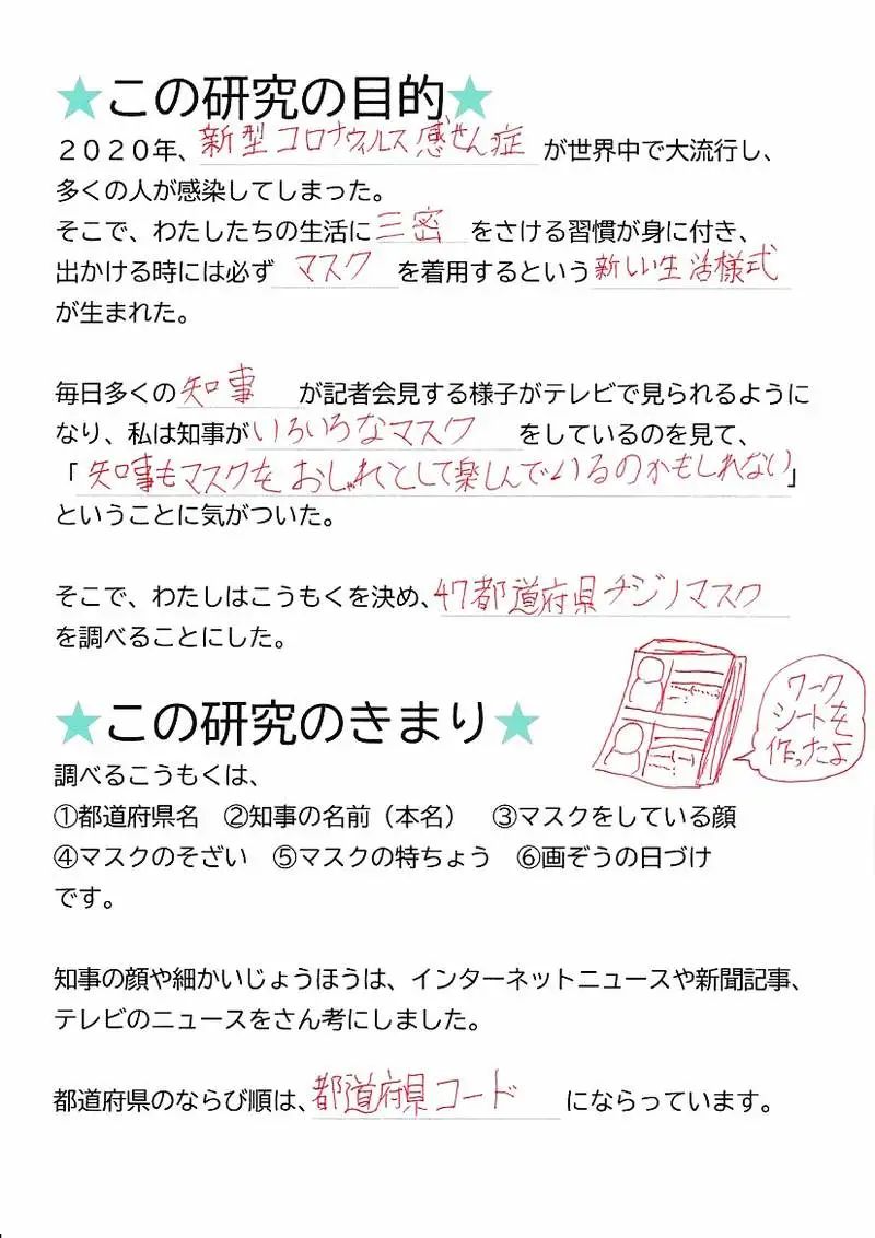 日本小学生的暑假自由研究 总结了47都道府县知事的口罩 新世界日语 微信公众号文章阅读 Wemp