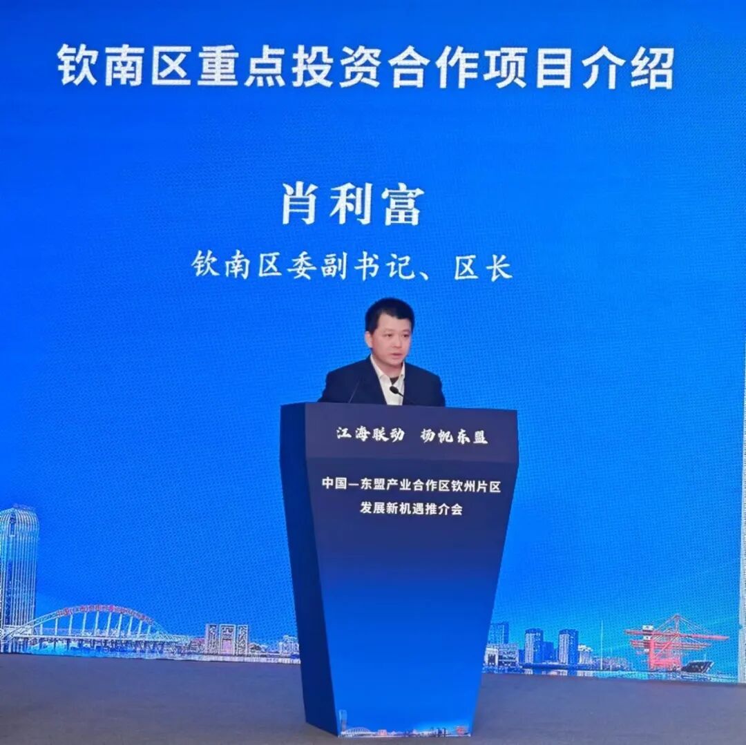 (钦南区委副书记,区长肖利富进行项目推介)推介会上