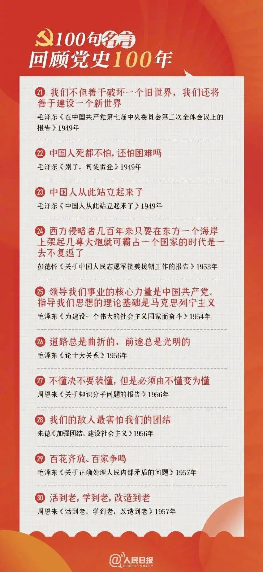 100句名言回顧黨史100年