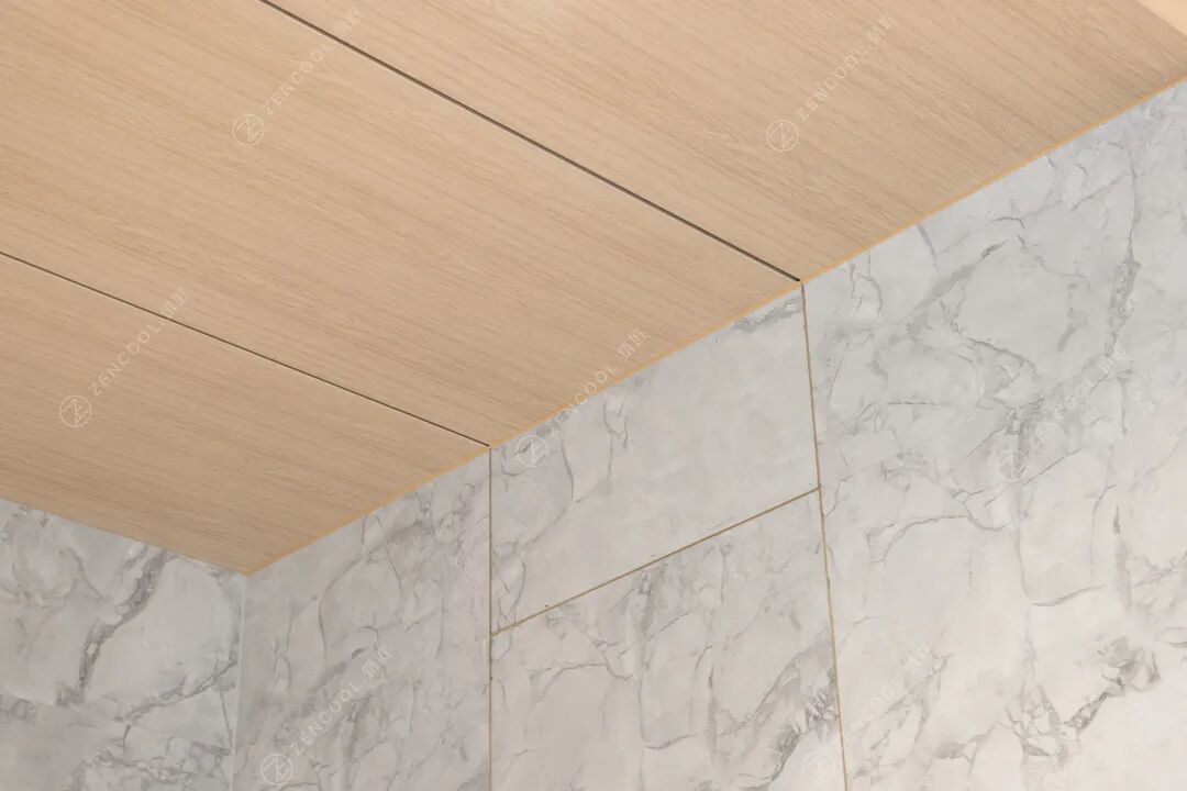 该项目中,工艺精细的圆弧吊顶,同色定制风口,顶面与墙面的完美的对缝