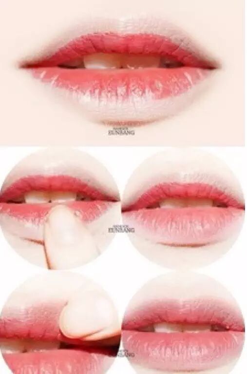 咬唇妆的画法大致如下