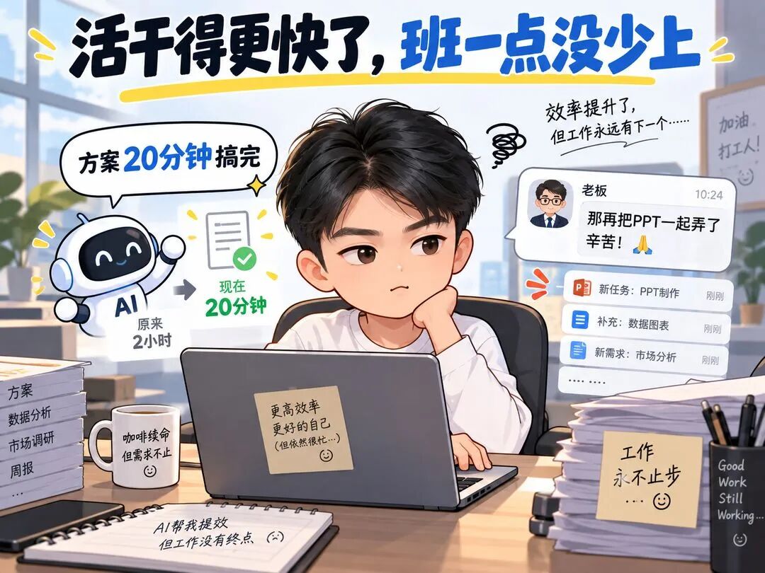 AI提升效率后打工人为何更忙 省下的时间归谁决定轻松还是加班