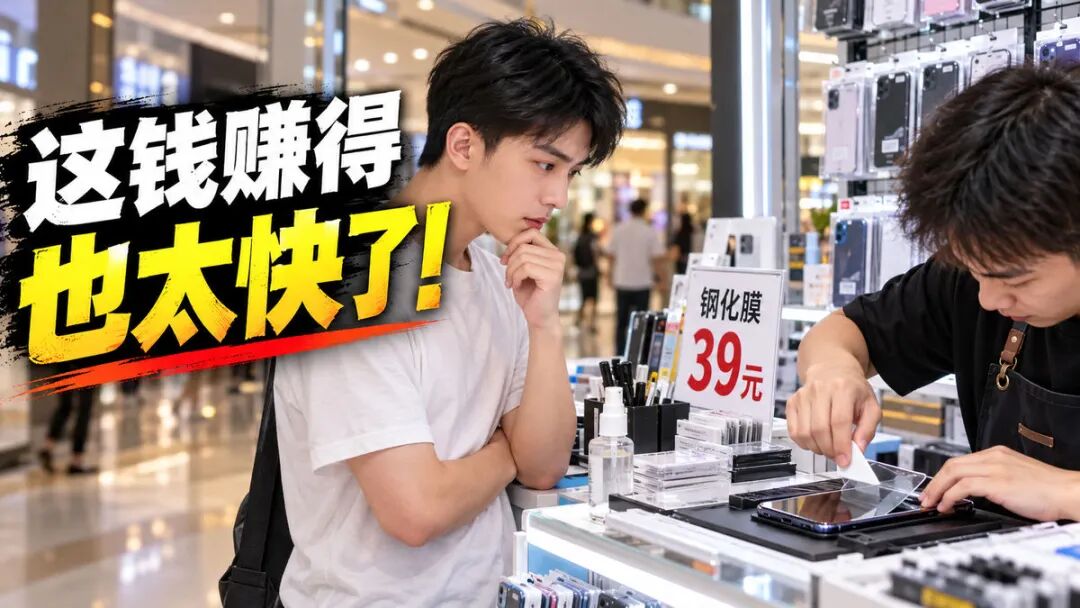 手机贴膜小成本生意3分钟赚30元为何比打工来钱快