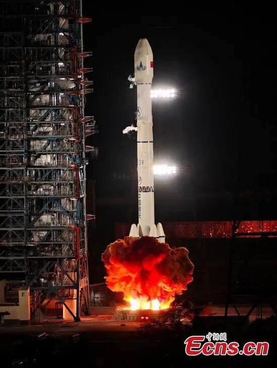 A Long March-3B Y110 carrier rocket carrying China's Tianwen-2 probe blasts off from the Xichang Satellite Launch Center in southwest China's Sichuan Province, May 29, 2025. (Photo provided to China News Service)