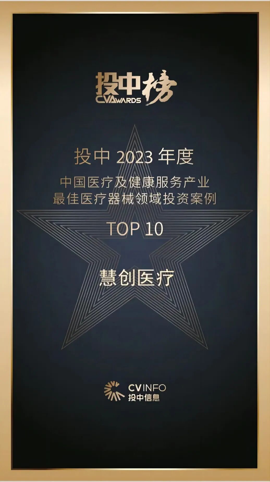 医疗器械投资怎么投【Top10！】投中2023年度最佳医疗器械领域投资案例 园区企业慧创医疗上榜前十！_https://www.jmylbn.com_新闻资讯_第4张
