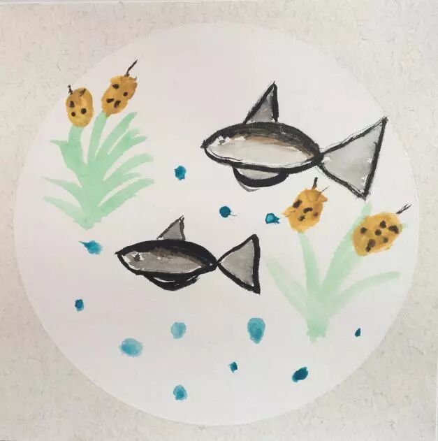 2小组作画【材料准备】毛笔,墨汁,颜料,桶,水,长卷宣纸,毛毡【作画