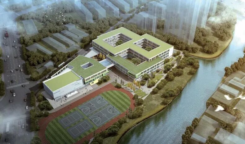 温州市实验小学锦绣校区效果图不仅如此,在横渎片区东侧的中央绿轴