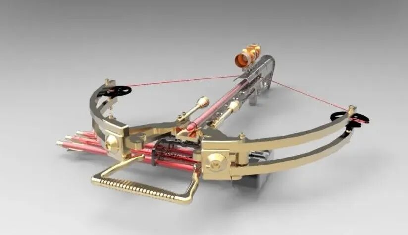 CAXA 3D大赛：获奖作品-古兵器弓弩详解 - 脉脉