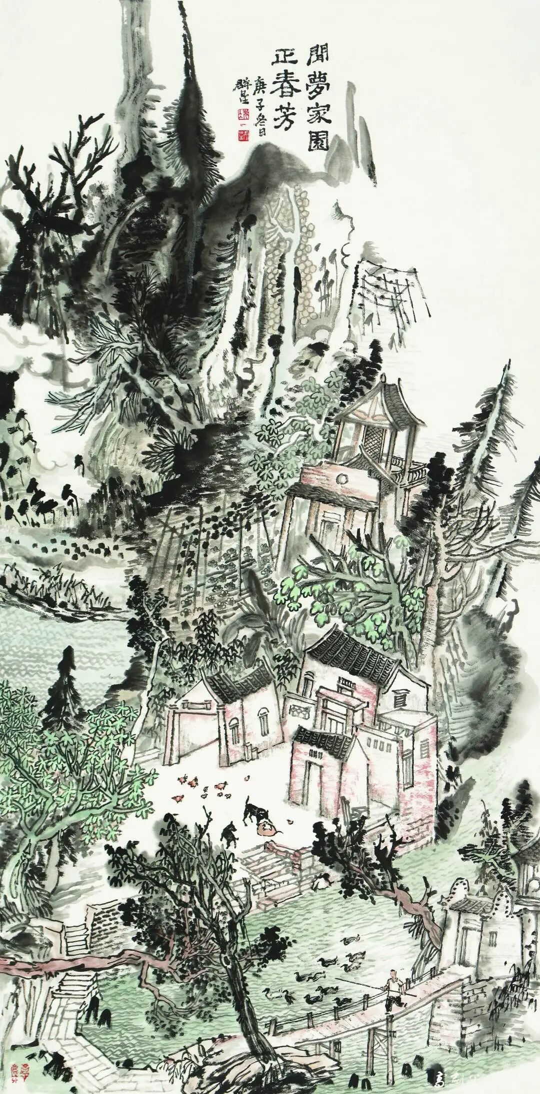 积累了大量的水乡写生素材,在充分发挥传统山水画散点透视原理的基础