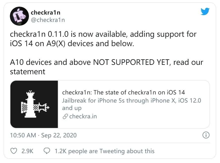 苹果 iOS 14 已可越狱，但支持的设备有限-QQ1000资源网