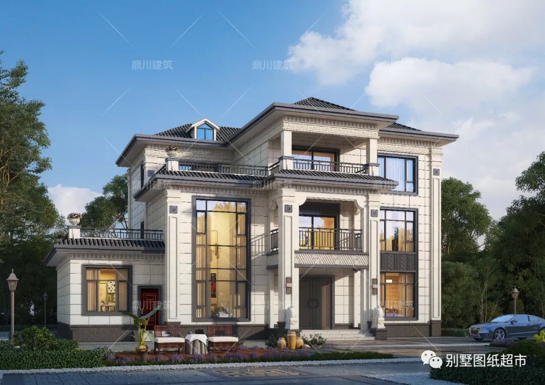 5套新中式别墅二层三层都有带柴火灶挑空客厅大气又实用