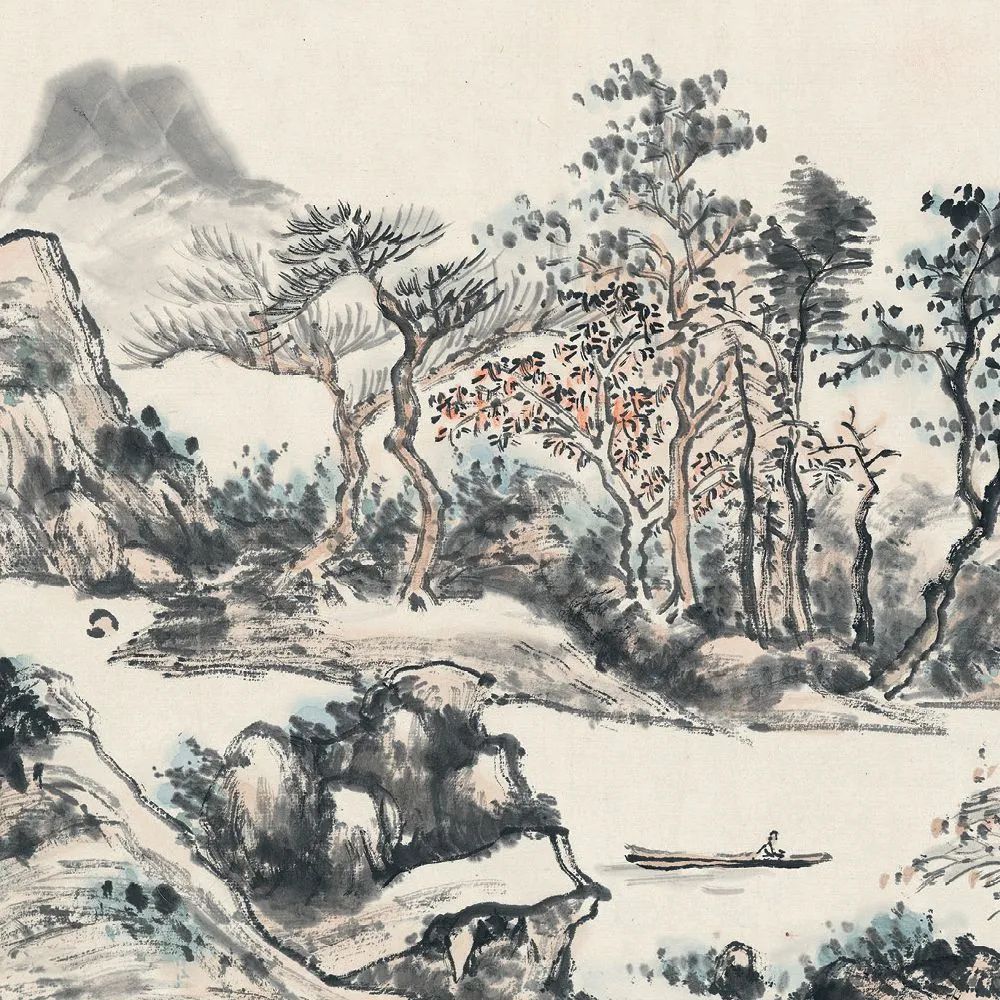 中国古美術・山水四条屏通屏画芯・黄宾虹印款・水墨画・純手描き・文房置物・水印付き 中国古美術・山水四条屏通屏画芯・黄宾虹印款・水墨画・純手描き