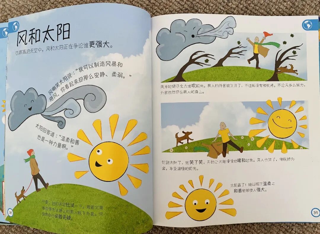 方，只是地球表面的一小块地方。又比如说下面这个“风和太阳”的故事：故事说，风和太阳比赛谁更强大，看谁