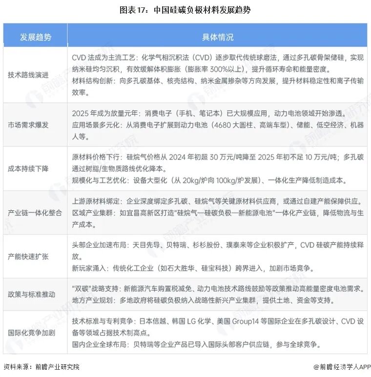 图表17：中国硅碳负极材料发展趋势