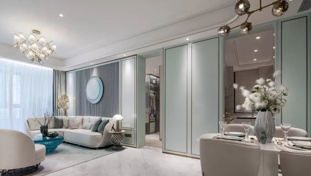 太原市96平蒂芙尼蓝中式装饰效果图