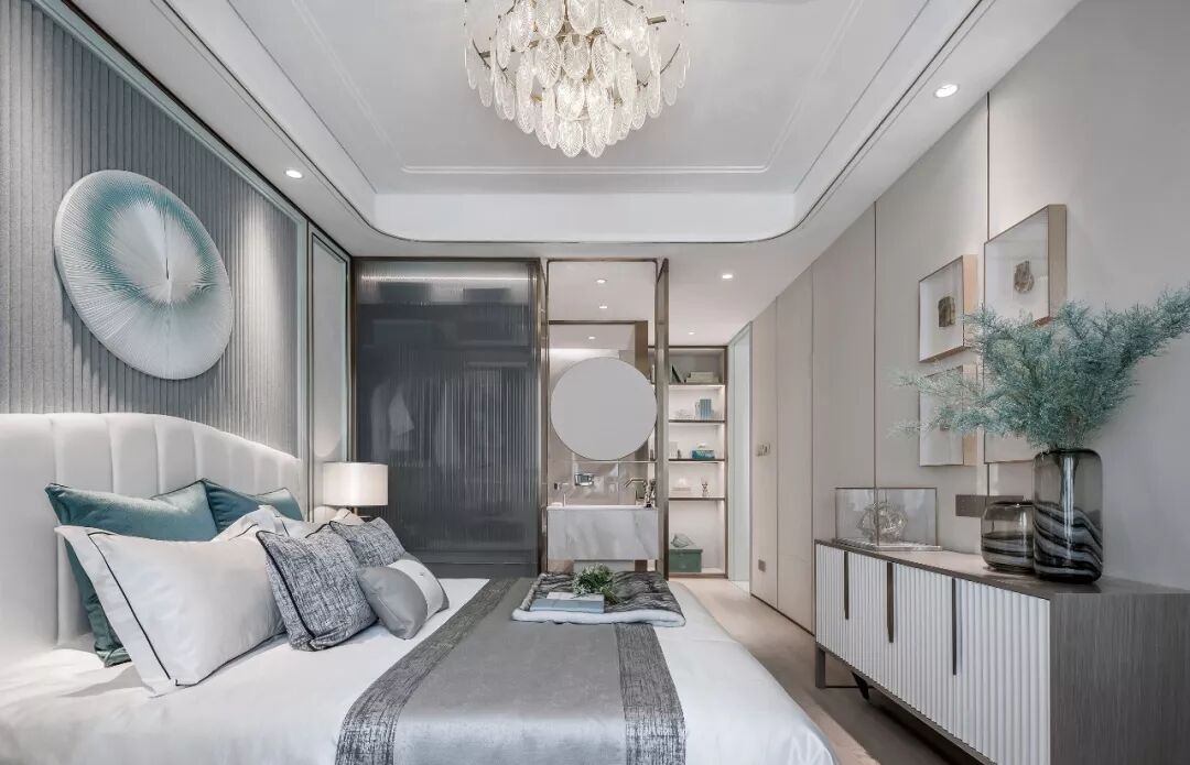 太原市96平蒂芙尼蓝中式装饰效果图