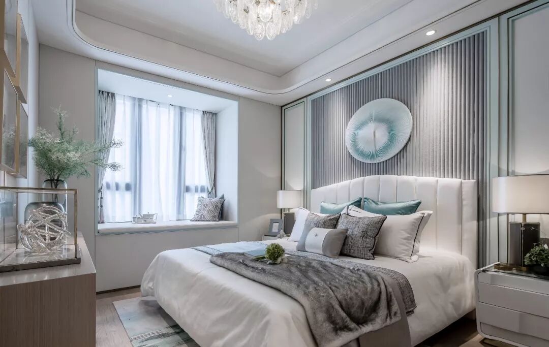 太原市96平蒂芙尼蓝中式装饰效果图