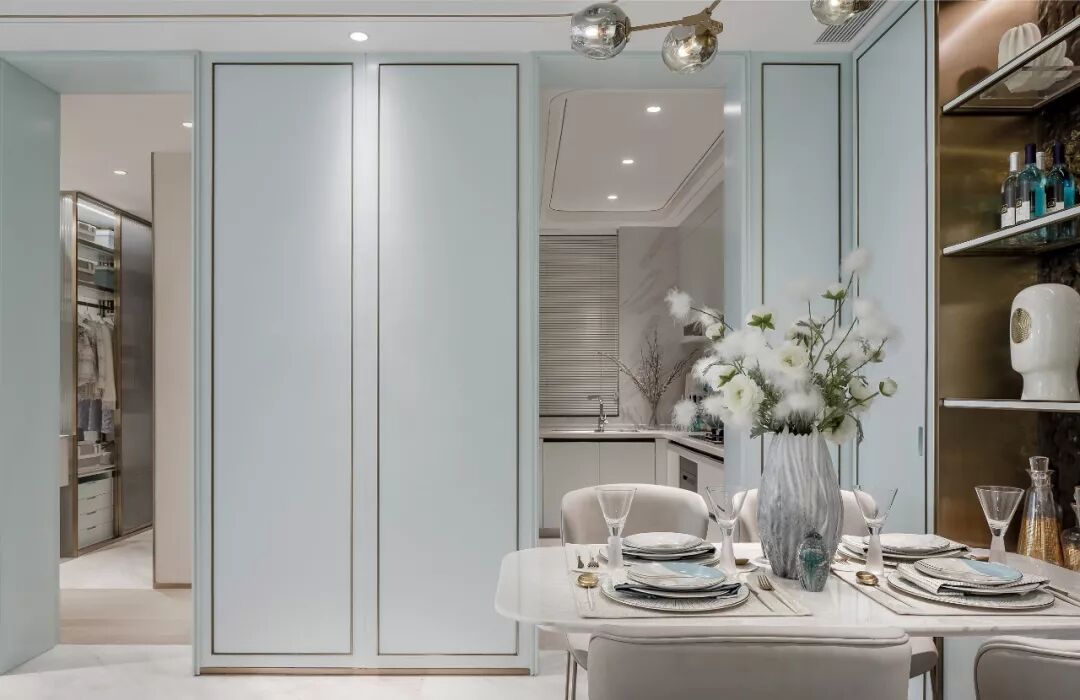 太原市96平蒂芙尼蓝中式装饰效果图