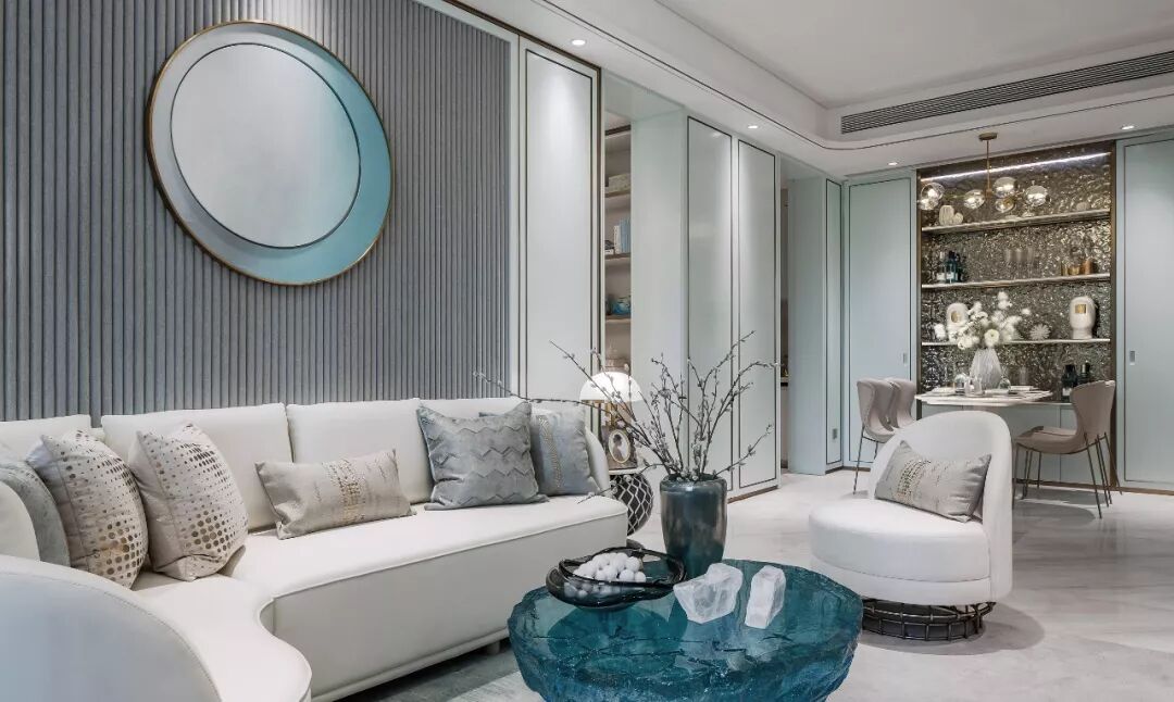 太原市96平蒂芙尼蓝中式装饰效果图