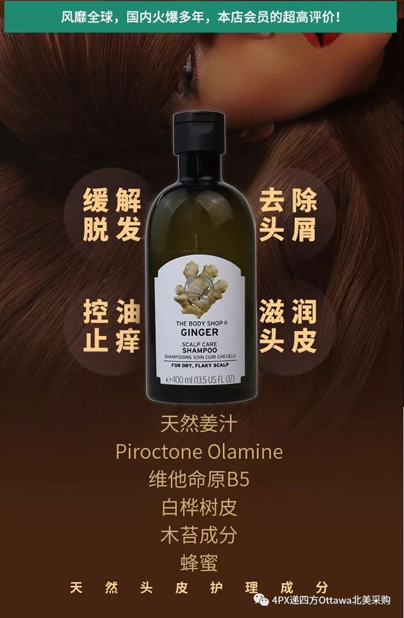 加拿大 The Body Shop 生姜洗发水防脱发控油止痒400ml 4px递四方ottawa北美采购 微信公众号文章阅读 Wemp