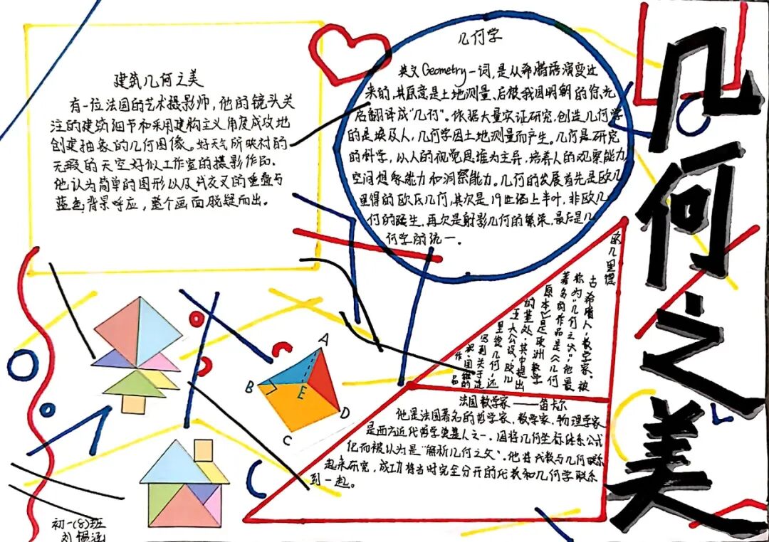 几何之美绚烂多彩初一数学组寒假手抄报画作展示