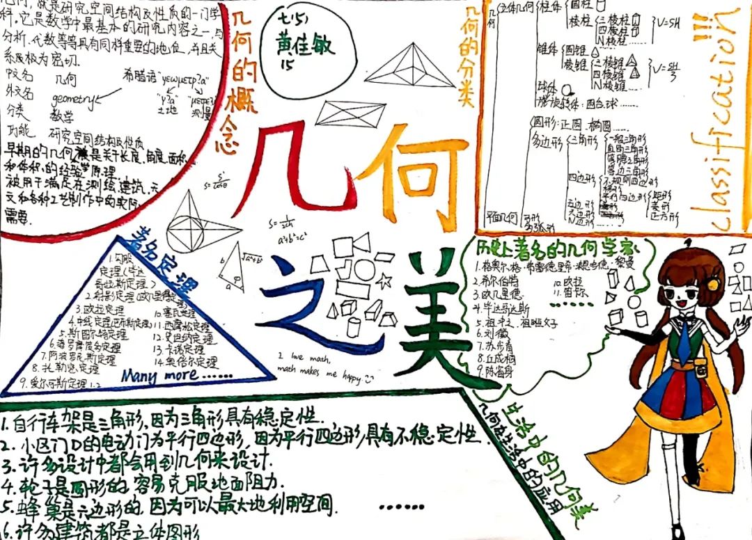 几何之美绚烂多彩初一数学组寒假手抄报画作展示