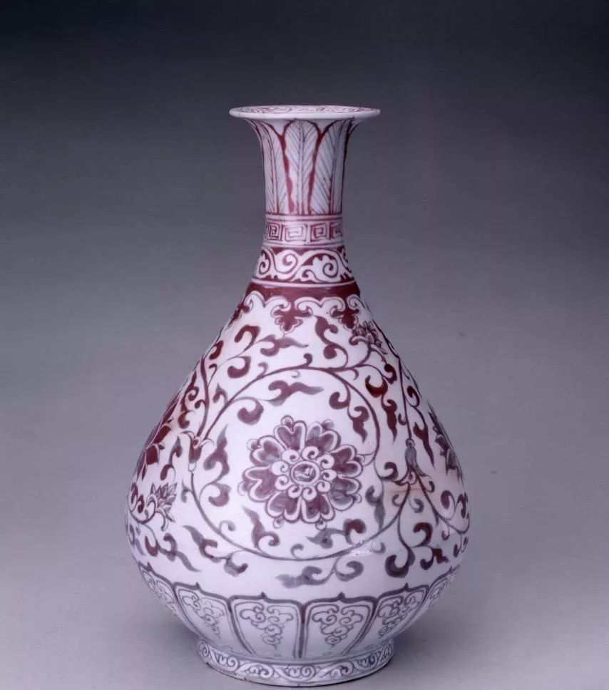 明永樂 釉里紅 纏枝蓮紋 石榴尊 中国美術 高さ43CM 横43CM ◇旧家蔵出◇古美術 中国古玩 大明永樂年施 釉里紅 纏