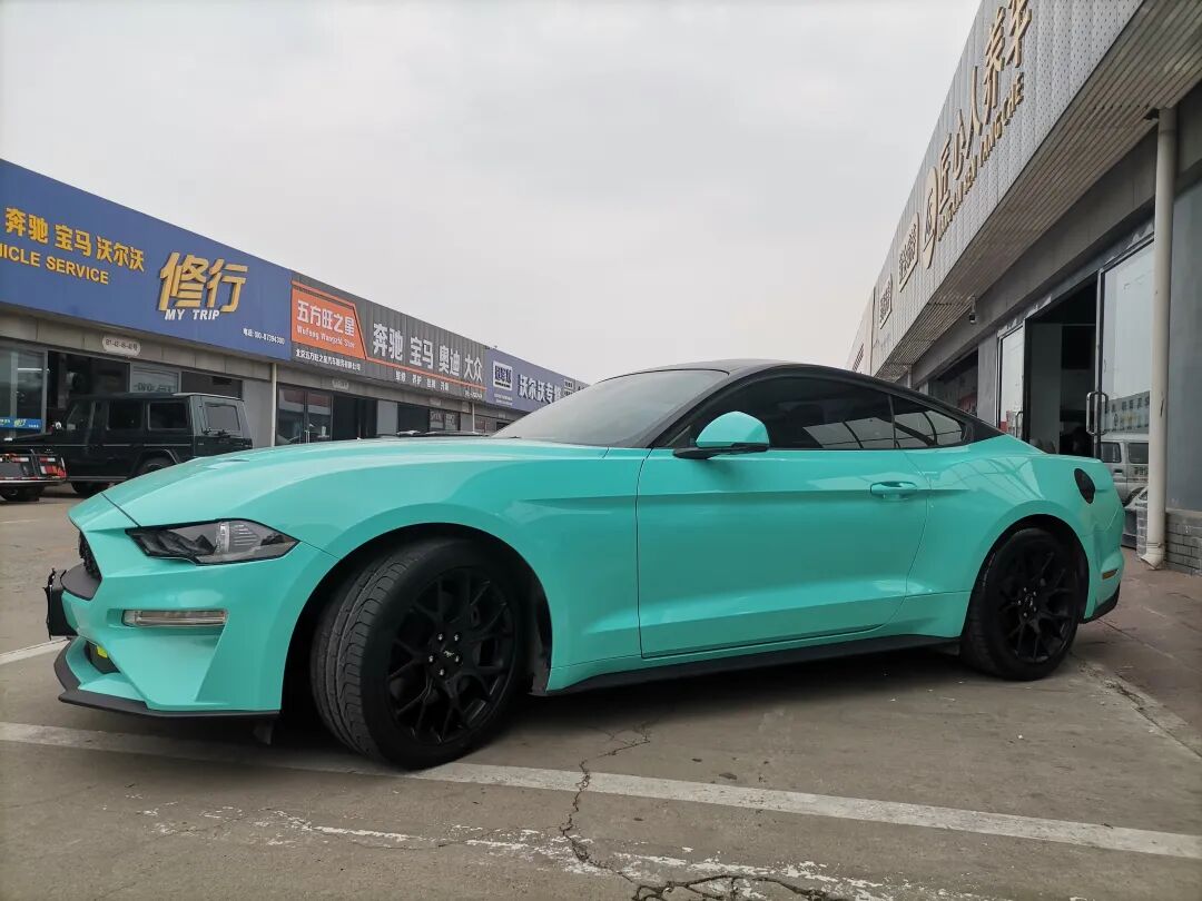改色案例鉴赏:福特mustang"野马","蒂芙尼蓝"贴膜改色-爱卡汽车爱咖号