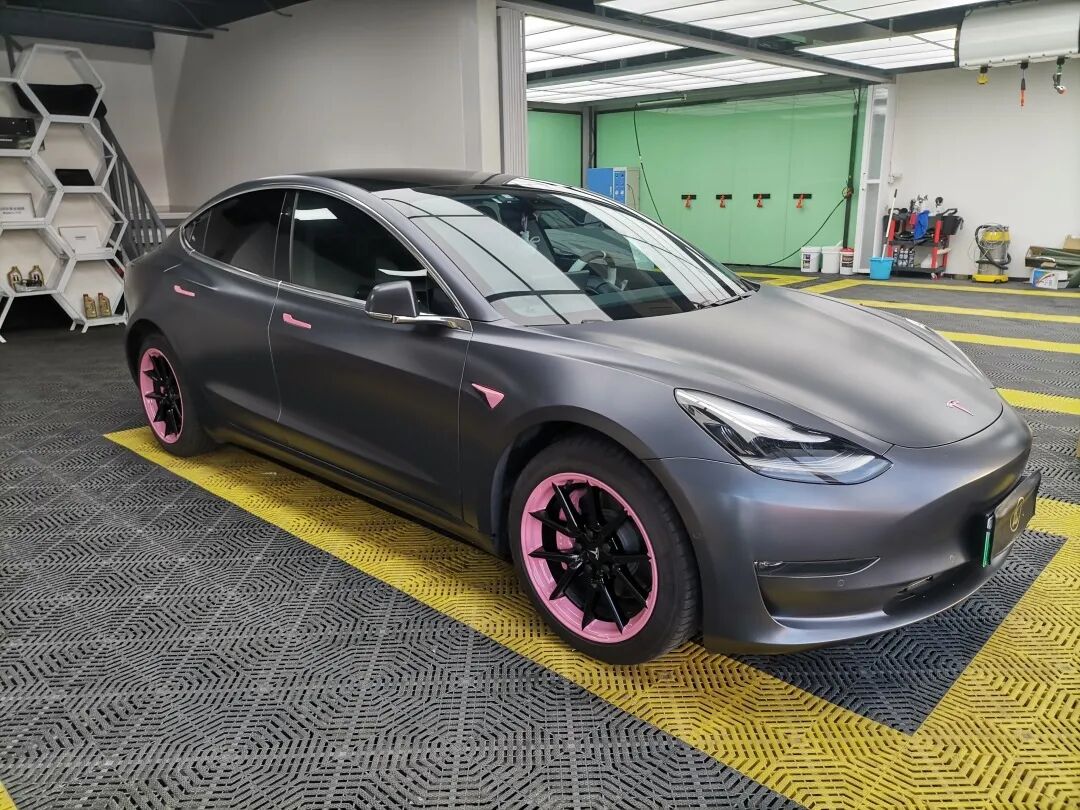 改色案例鉴赏特斯拉model3山灰贴膜改色
