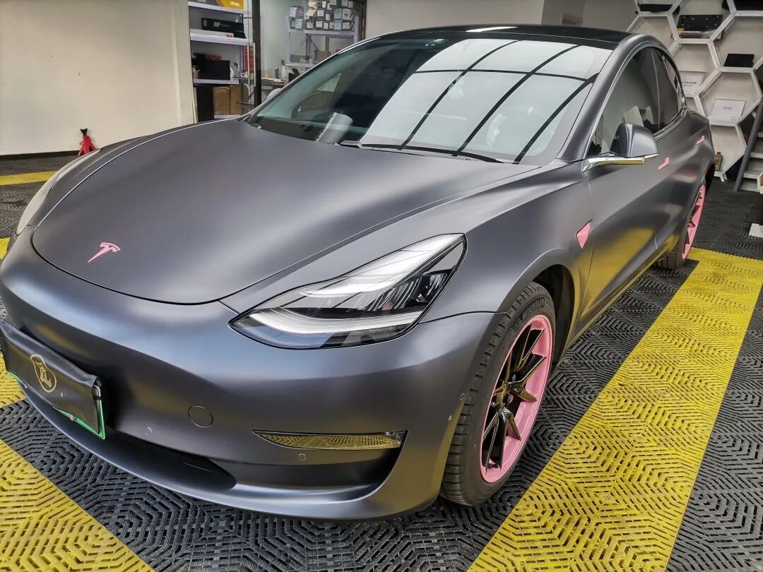 改色案例鉴赏特斯拉model3山灰贴膜改色