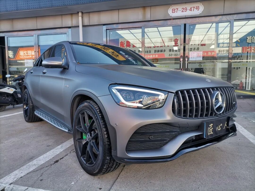 改色案例鉴赏奔驰glc43amg山灰哑光灰贴膜改色