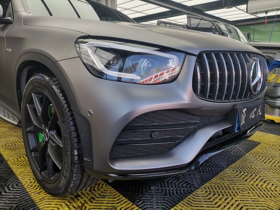 改色案例鉴赏:奔驰glc 43 amg,山灰(哑光灰)贴膜改色-爱卡汽车爱咖号