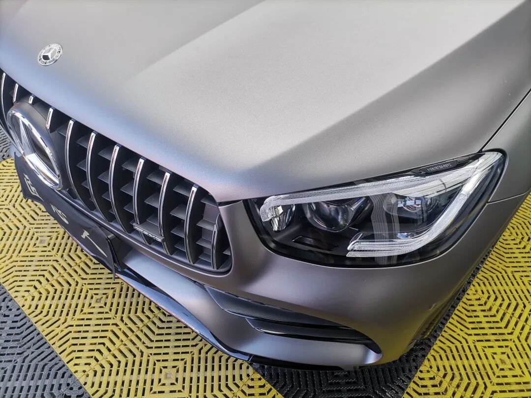 改色案例鉴赏奔驰glc43amg山灰哑光灰贴膜改色
