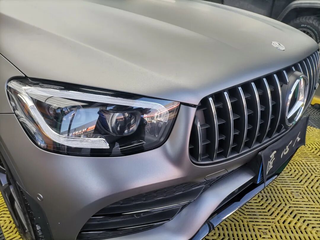 改色案例鉴赏奔驰glc43amg山灰哑光灰贴膜改色