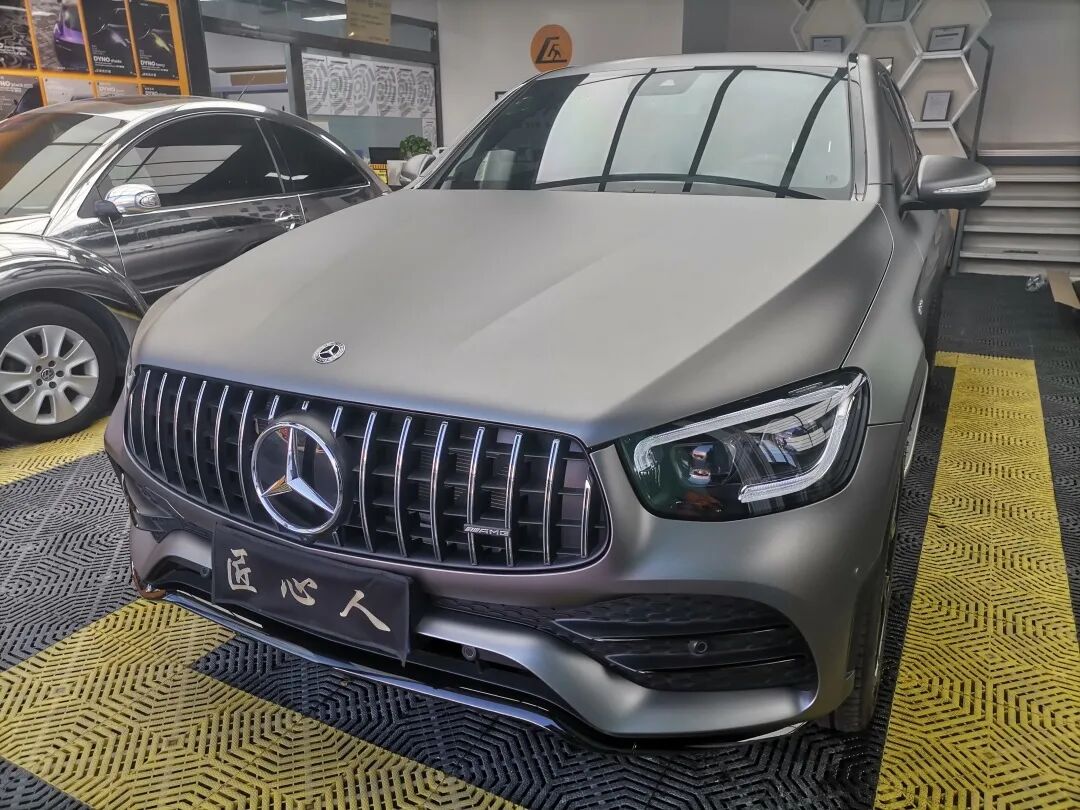 改色案例鉴赏奔驰glc43amg山灰哑光灰贴膜改色