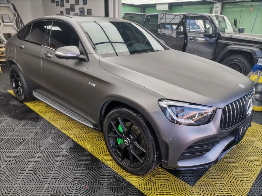 改色案例鉴赏奔驰glc43amg山灰哑光灰贴膜改色