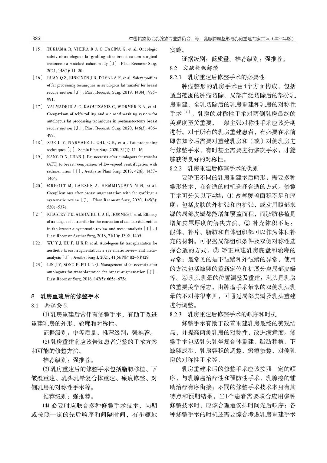 乳腺肿瘤整形与乳房重建专家共识（2022年版）