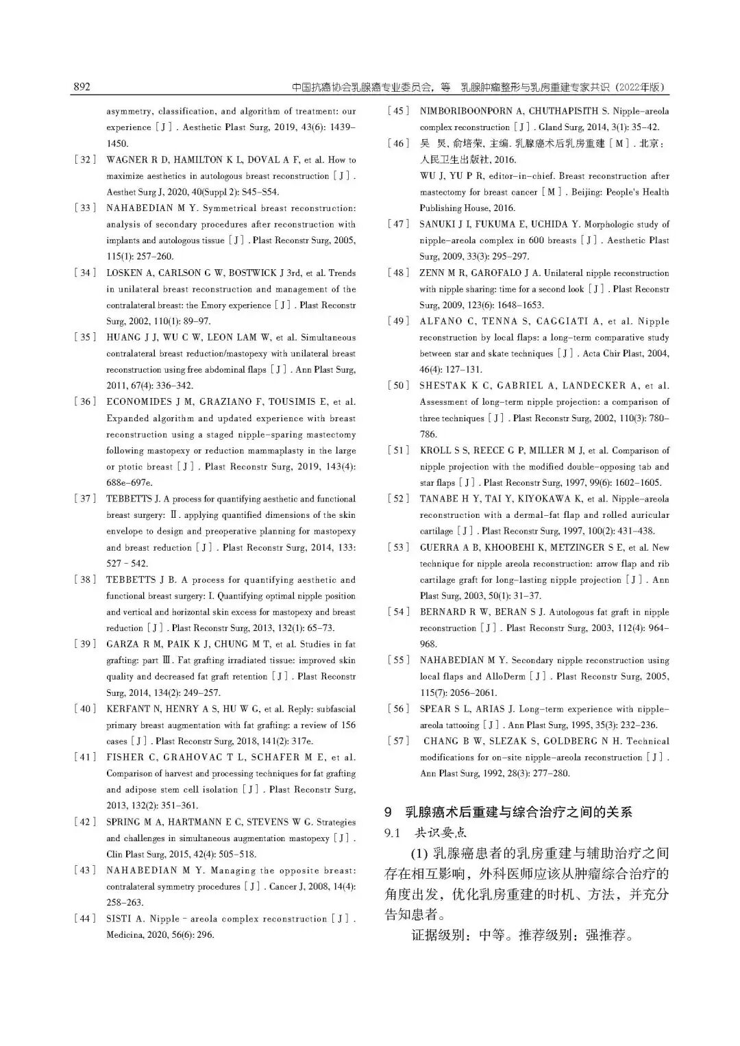 乳腺肿瘤整形与乳房重建专家共识（2022年版）