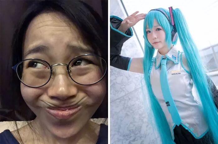 岛国一群coser放出自己照片和真实样子的对比，高手，这是高手....（组图） - 14