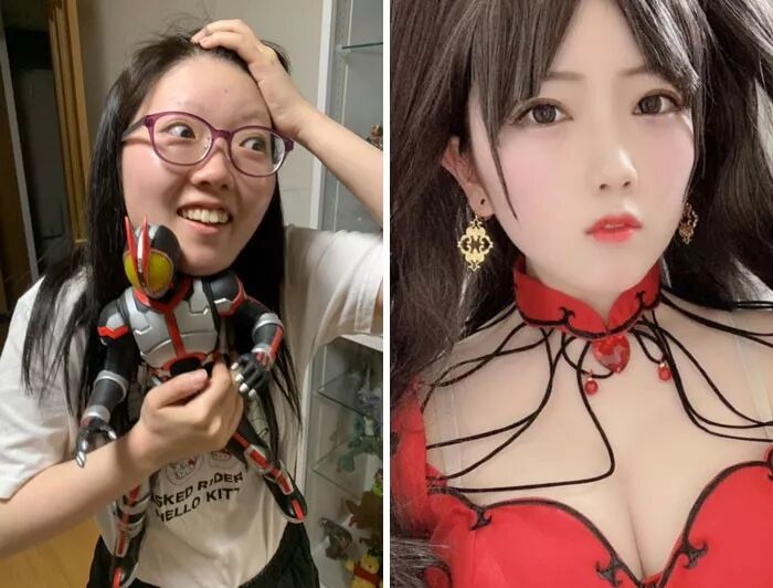 岛国一群coser放出自己照片和真实样子的对比，高手，这是高手....（组图） - 13