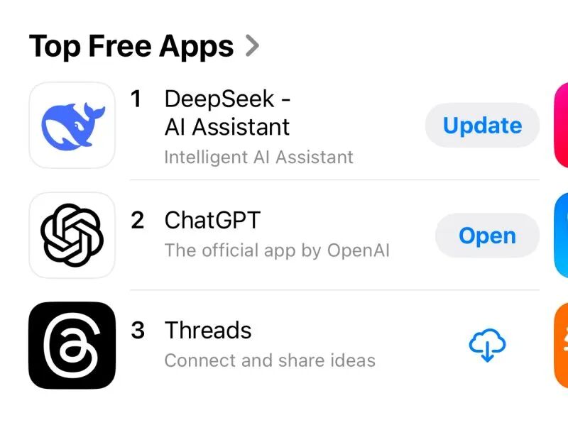 DeepSeek app sitting at number 1 overall in the US Iphone App Store is not…  | Nathan Lambert