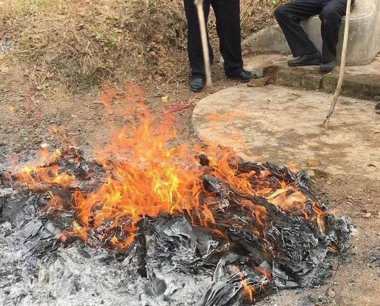 于当天上午9时许与家人到丹樱生态园左侧"鸟嘴山"山坡扫墓并焚烧纸钱