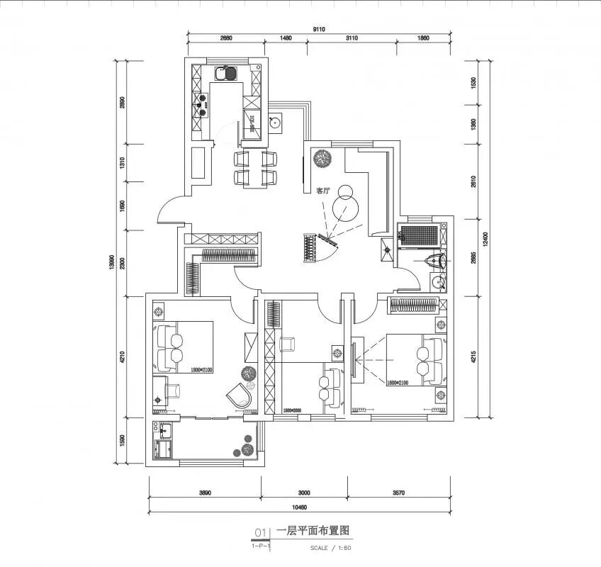 115平的简约风三居室，这种朦胧的背景墙看着真漂亮