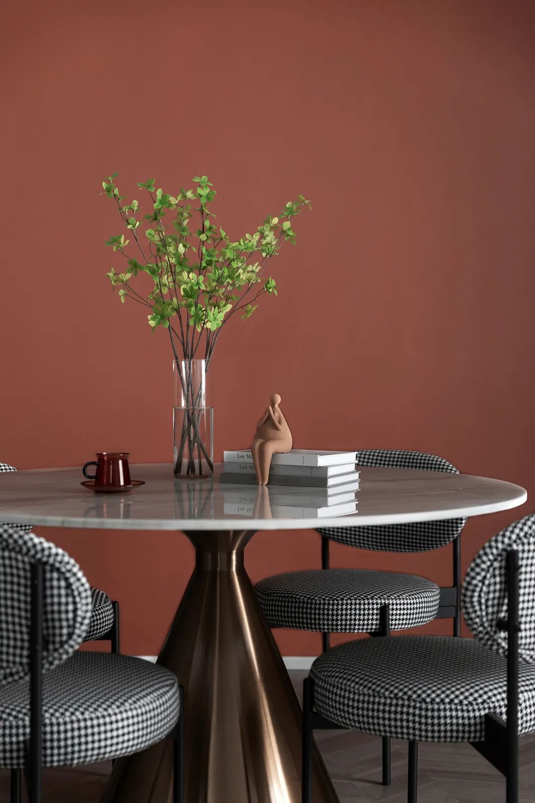 120㎡现代简约风，整体采取灰色调的设计，让空间显得现代简约而高级，整屋铺上人字铺的木地板，布置精致的家具，让空间显得更加华丽