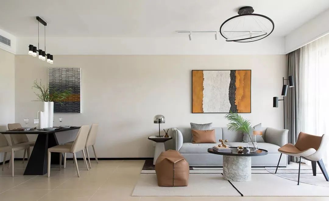 104㎡现代简约，淡雅舒适空间，点缀活泼的配色！