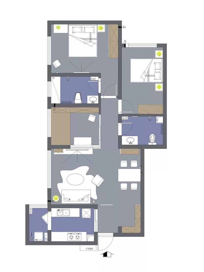 116m²现代极简主义，黑白灰打造高级三居室