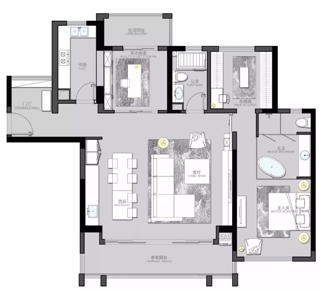 150㎡现代轻奢，暗色系的主体，营造出高档的气质