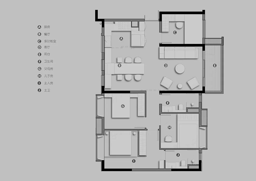 126平的簡約風三房，一條長走廊，連通了整個家 家居 第2張
